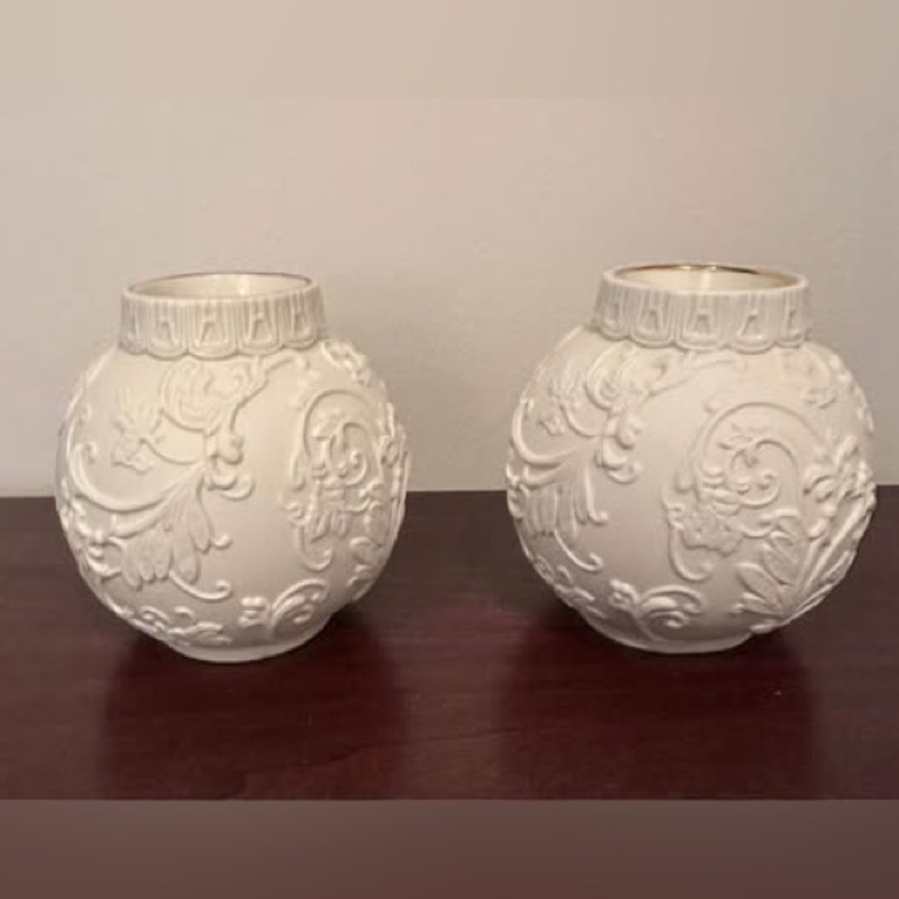 NEW: (2) Lenox Ornamental Glow Holly Scrollwork 4” Votive